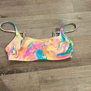Colorful tie dye bathing suit top